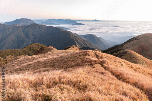 Scenic view of the sea of clouds at the summit of  Mount Pulag National Park, Benguet, Philippines photo