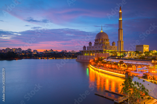 Putra Mosque located at Putrajaya Malaysia and famous attraction among tourist © azrisuratmin