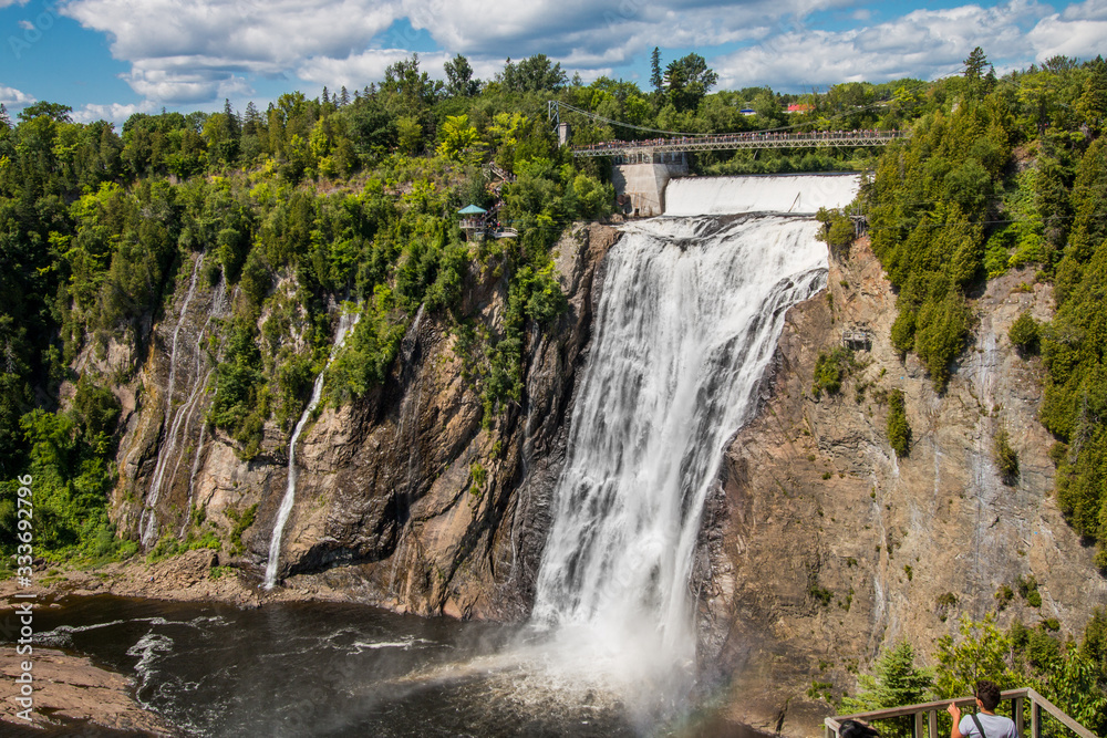 The Montmorency Falls, a large waterfall on the Montmorency River in Quebec, Canada