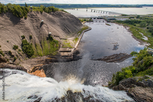 The Montmorency Falls  a large waterfall on the Montmorency River in Quebec  Canada