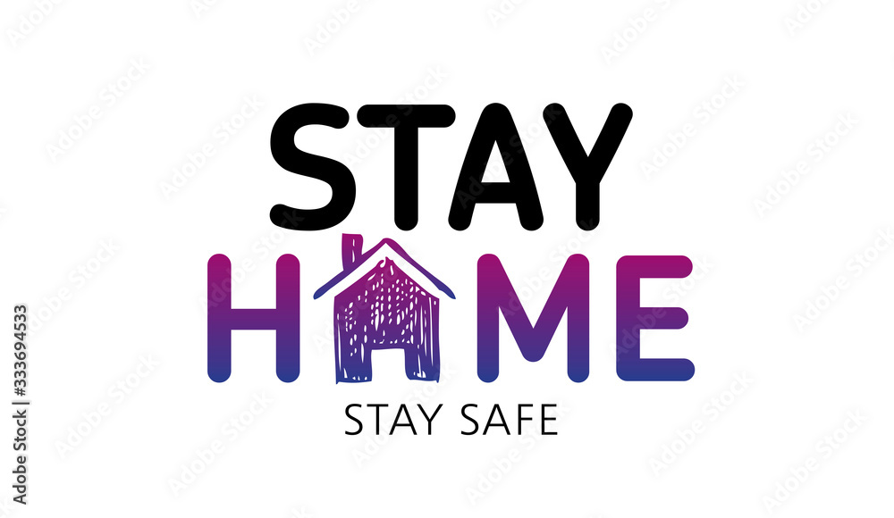 Fototapeta premium Stay home stay safe doodle illustration. Quarantine. Pandemic coronavirus. 