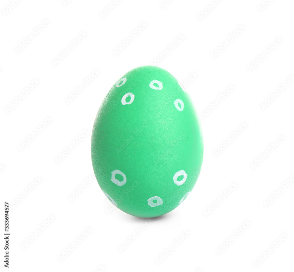 Green egg for Easter celebration isolated on white Green egg for Easter celebration isolated on white