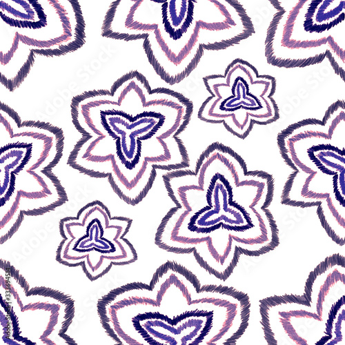 Creative seamless pattern with hand drawn ikat stars. Ethnic boho seamless pa...