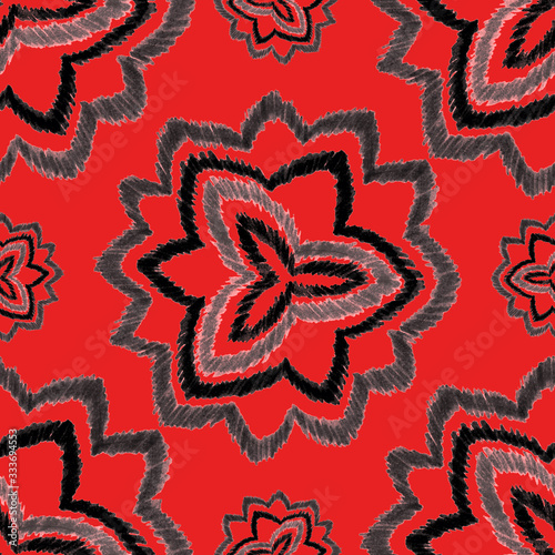 Creative seamless pattern with hand drawn ikat stars. Ethnic boho seamless pa...