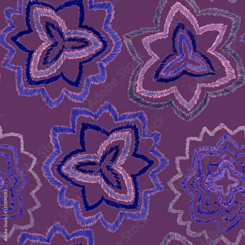 Creative seamless pattern with hand drawn ikat stars. Ethnic boho seamless pa...