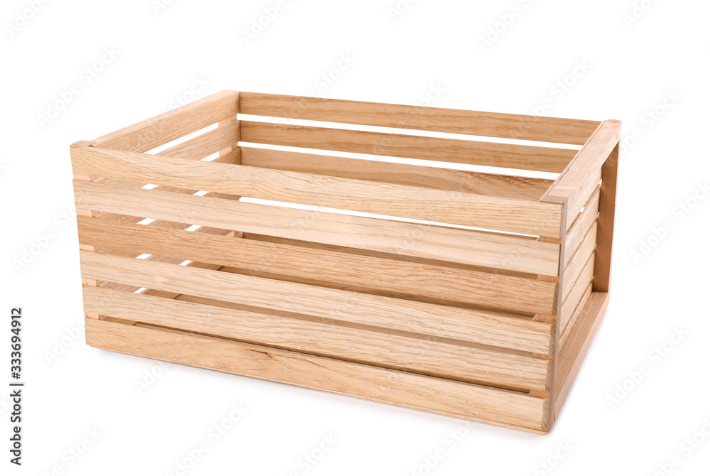 New empty wooden crate isolated on white
