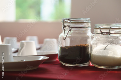 Instant coffee in glass jar