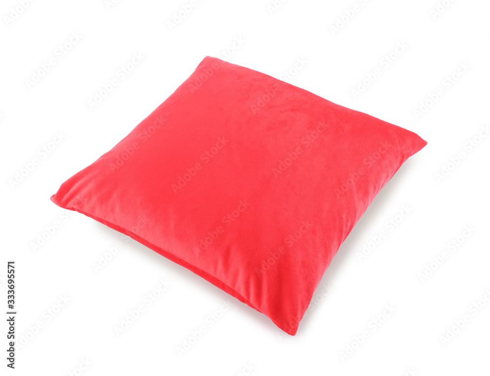 New soft red pillow isolated on white New soft red pillow isolated on white