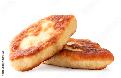 Fried pies on a white background close-up. Isolated