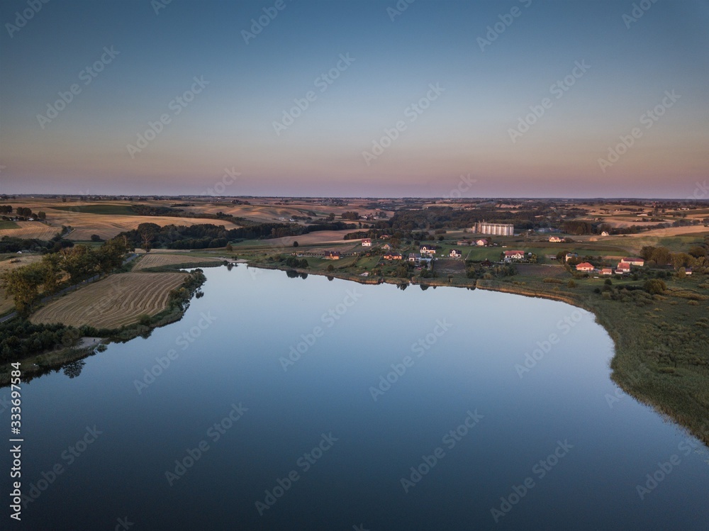 Sitno Lake Kujawsko Pomorskie Poland Filds Country Farm Sunset