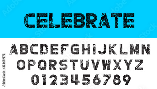Vector of celebrate font design and alphabet set