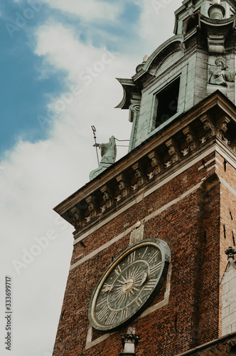 close up shot of a clock on Prague clock tower photo