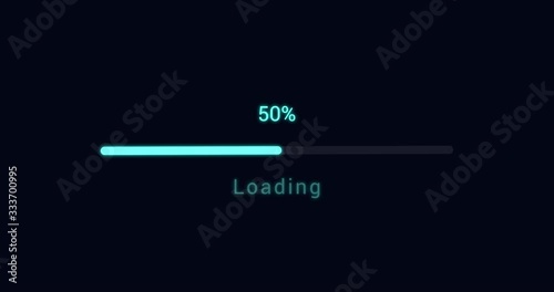 Loading blue bar 4K animation on a black background