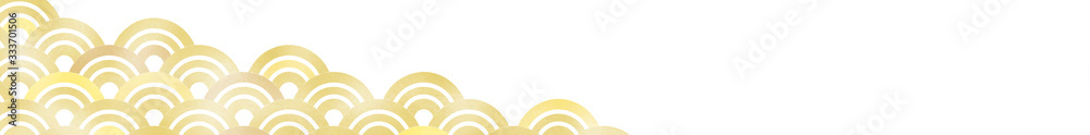 Obraz premium 青海波 バナー背景(728:90)手描き風(黄系)〔背景白〕