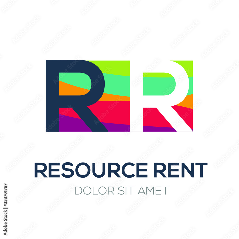 Fototapeta premium Creative colorful logo , RR mean (resource rent) .
