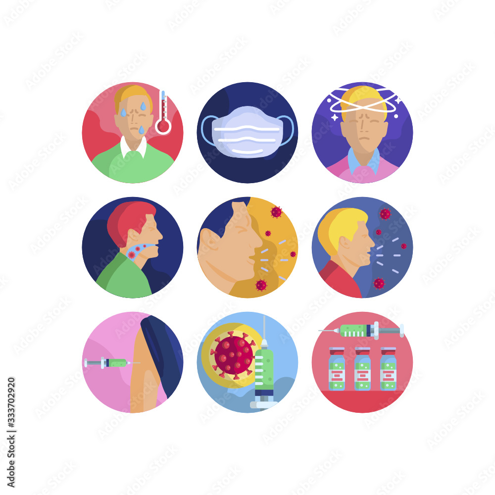 Fototapeta premium Set of Coronavirus vector icons illustrations.