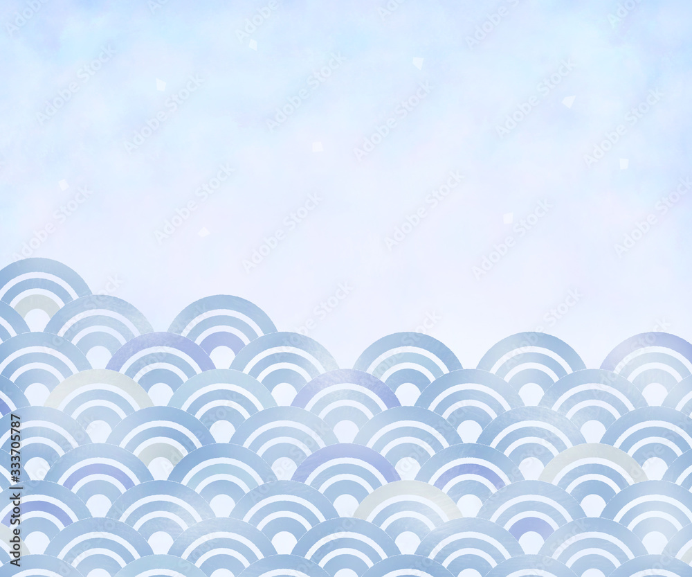 青海波 バナー背景(336:280)手描き風(青系) 青海波 バナー背景(336:280)手描き風(青系)