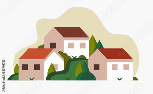 landscape building in flat design vector illustration