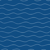 Vector abstract hand drawn doodle ocean waves. Seamless hand drawn pattern on navy blue background. Uneven line backdrop. All over print for marine, nautical, summer beach resort vacation concept.