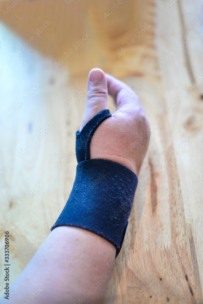 Injured patient broken wrist and arm with bandage. Injured patient broken wrist and arm with bandage.
