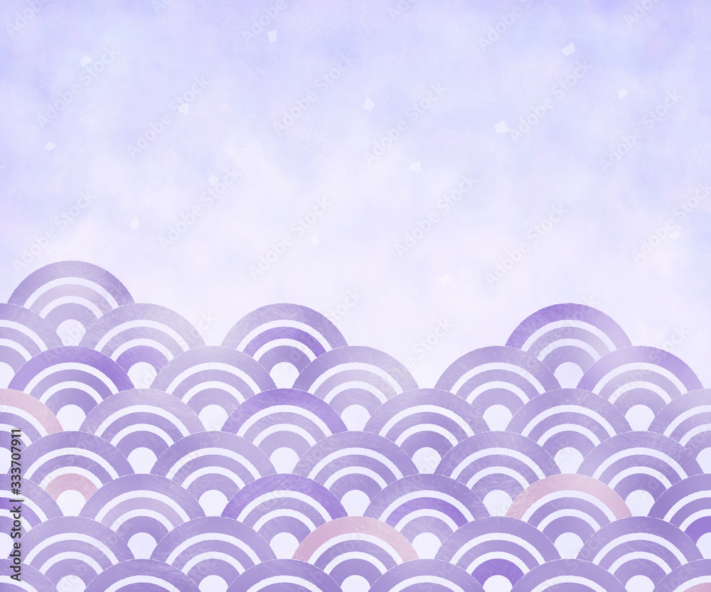 青海波バナー背景 300 250 手描き風 紫系 Stock Illustration Adobe Stock