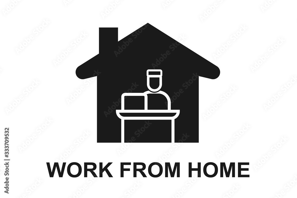 Working from home icon on white background Working from home icon on white background