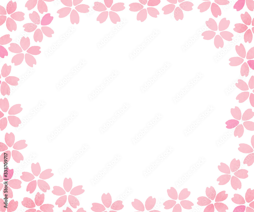バナー背景(300:250)手描き風の桜(薄紅)〔背景白〕 バナー背景(300:250)手描き風の桜(薄紅)〔背景白〕