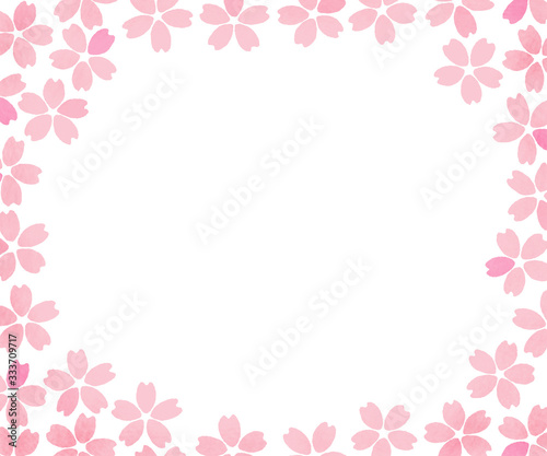 バナー背景（300：250）手描き風の桜（薄紅）〔背景白〕