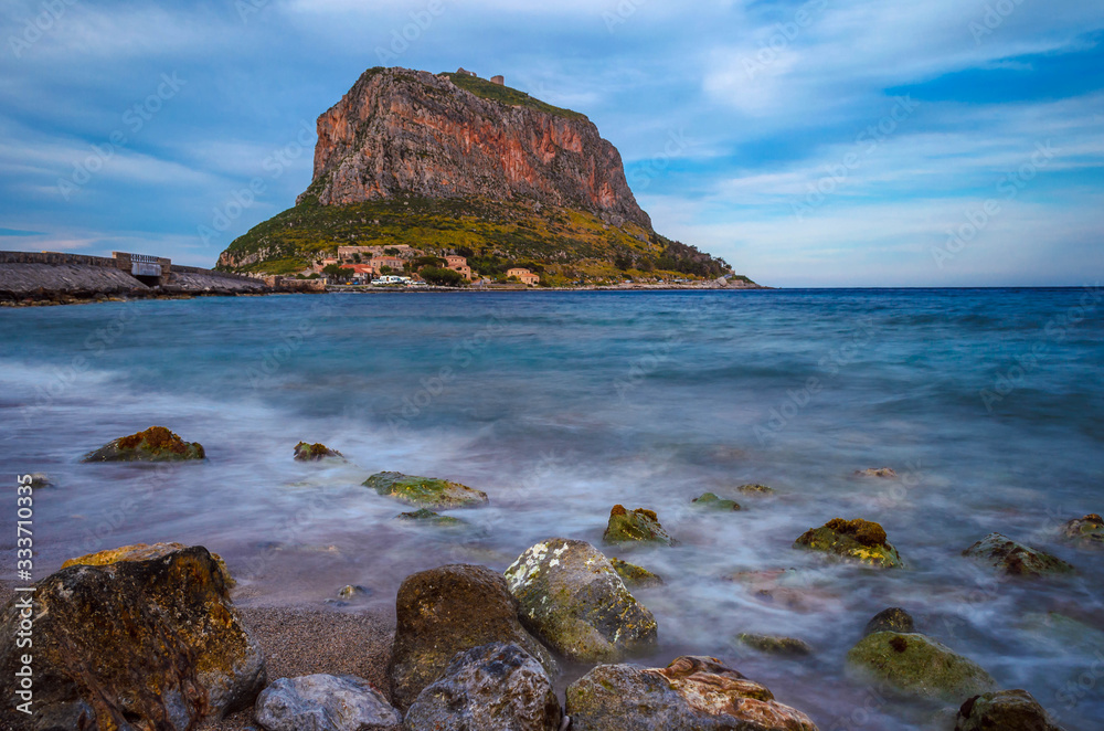 Monemvasia, the medieval castle town located on a small island off the east coast of the Peloponnese.