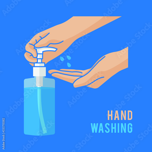 Pump alcohol gel Hand sanitizer Alcohol-based hand rub. Rubbing alcohol. Wall mounted soap dispenser. Wall hanging hand wash container. Protection from germs such as coronavirus (Covid-19) icon design