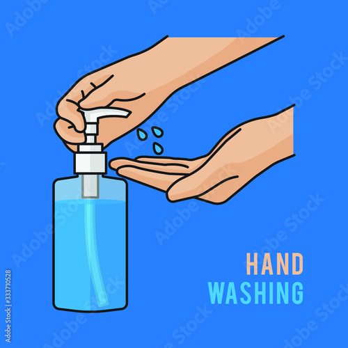 Pump alcohol gel Hand sanitizer Alcohol-based hand rub. Rubbing alcohol. Wall mounted soap dispenser. Wall hanging hand wash container. Protection from germs such as coronavirus (Covid-19) icon design