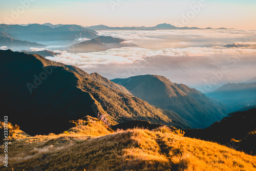 Scenic view of the sea of clouds at the summit of Mount Pulag National Park, Benguet, Philippines