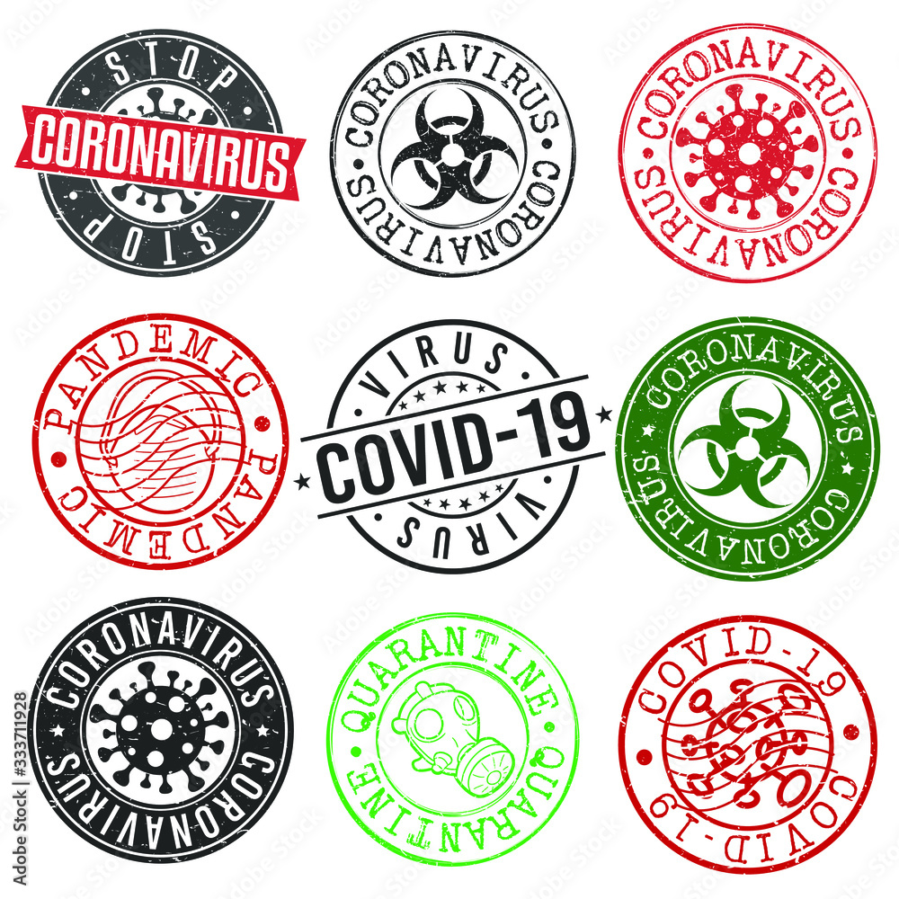 Coronavirus Concept Stamp Virus. Round Symbol Old Style. Vector Design Pandemic.