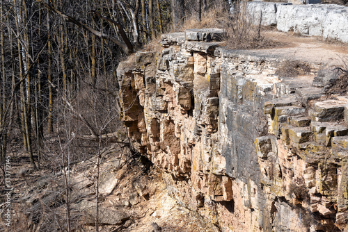 Niagara Escarpment dolomite ledge at Fonferek Glen Co. Park, Ledgeview, WI.