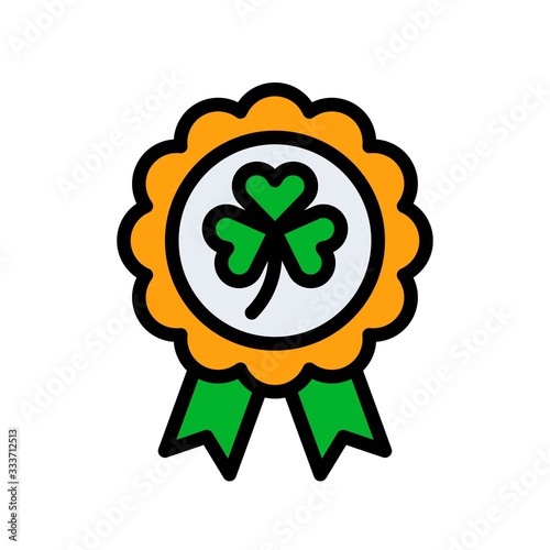 Saint Patrick related lucky badge with clover flower vector with editable stroke,
