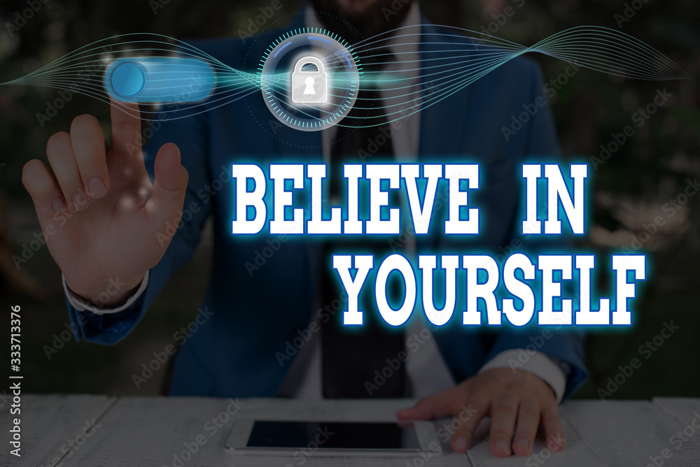 Obraz na plátně Conceptual hand writing showing Believe In Yourself