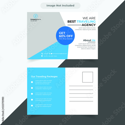 modern travel agency postcard design