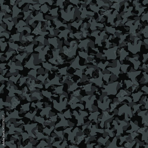 Gray camouflage seamless pattern on black background