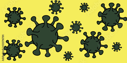 virus coronavirus concept resposible for asian flu outbreak and coronaviruses influenza as dangerous flu strain cases as a pandemic. Microscope virus close up. floating virus cells. 3d rendering.