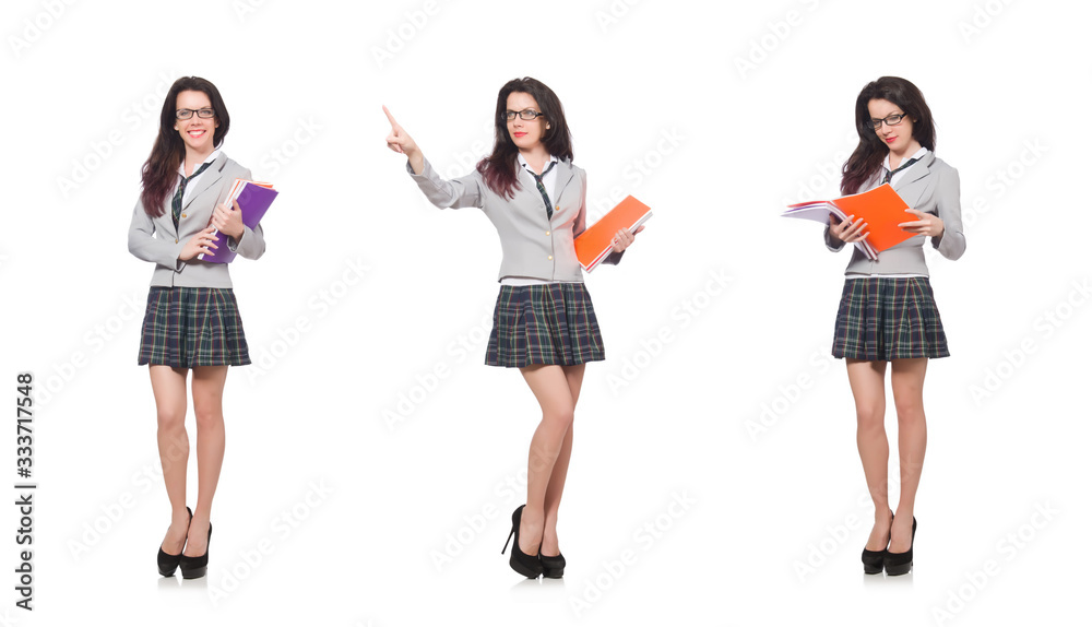 Fototapeta premium Young student isolated on the white background