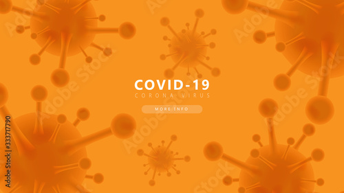 orange coronavirus COVID-2019 futuristic background.coronavirus COVID-2019 futuristic background. COVID-19 spread around the world. 3D models of coronavirus bacteria. Vector illustration covid-19 info