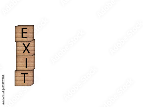 The inscription on wooden blocks on white background. Letter text on wooden cube.