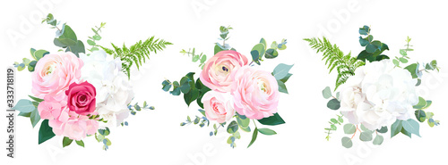 Eco style wedding flowers vector design bouquets
