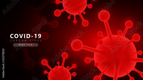 red coronavirus COVID-2019 futuristic background.coronavirus COVID-2019 futuristic background. COVID-19 spread around the world. 3D models of coronavirus bacteria. Vector illustration covid-19 infogra