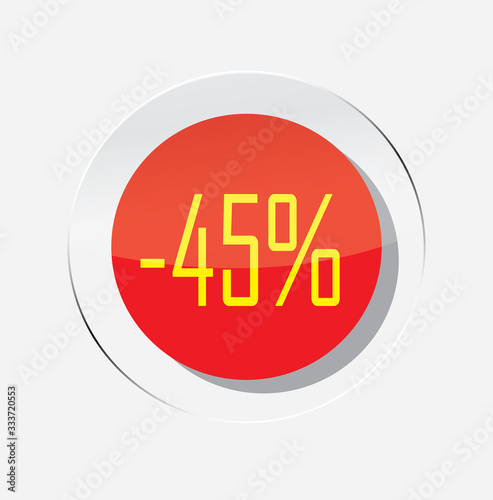 red circle icon up to 45% discount on a white background