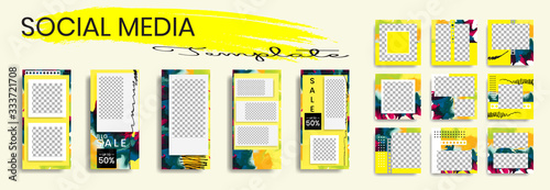 Editable social media post template. instagram story collections and post frame. Collage. Giveaway. layout. Mockup for marketing promotion. cover. banner. Social networking background. square puzzle.