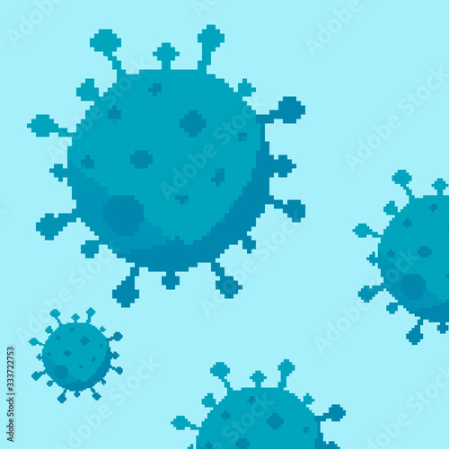 Pixel art vector Coronavirus Bacteria Cell Icon, 2019-nCoV COVID-19. Pixel art 8 bit virus. 