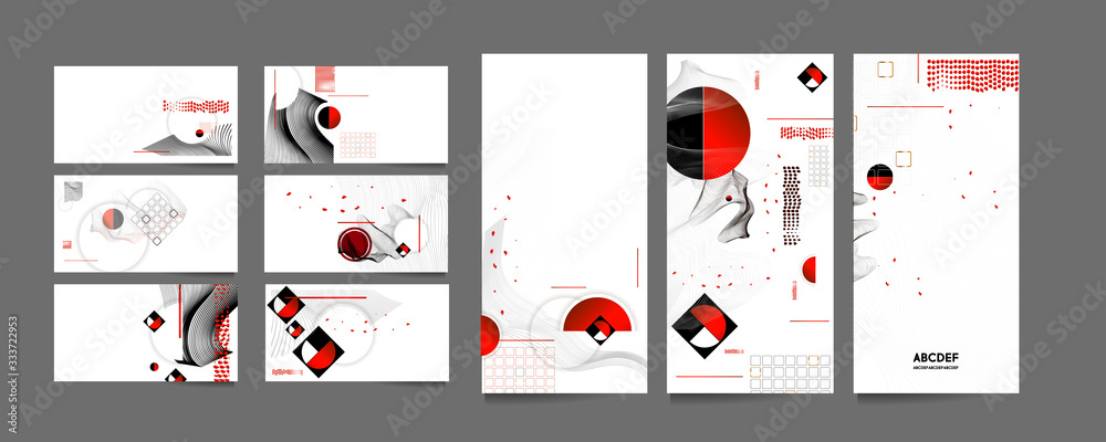 Naklejka Projekt plakatu artystycznego Szablony w stylu japońskim ustawiają zaproszenia do linii abstrakcyjne tło dla broszury tekstury okładki książki