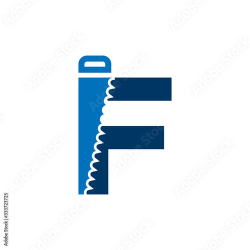 Letter F Saw Logo Construction. Renovation and Repairs Vector Design