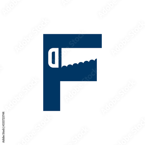 Letter F Saw Logo Construction. Renovation and Repairs Vector Design